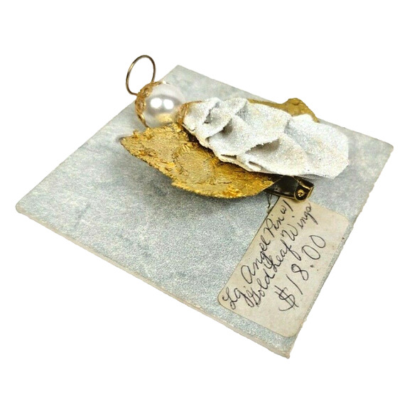 Vintage Handmade Christmas Brooch Pins Rhinestone Bow Tree, Gold Angel Lot of 2 - Picture 7 of 7